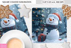 Cute Happy Snowman|Christmas Square Coaster Sublimation Product Image 1