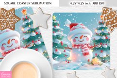 Cute Happy Snowman|Christmas Square Coaster Sublimation Product Image 1