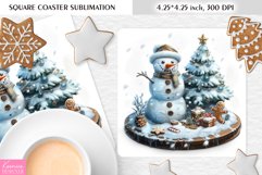 Cute Snowman and Gingerbread|Christmas Square Coaster PNG Product Image 1