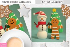 Cute Snowman and Gingerbread|Christmas Square Coaster PNG Product Image 1