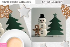 Cute Snowman and Gingerbread|Christmas Square Coaster PNG Product Image 1