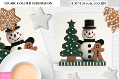 Cute Snowman and Gingerbread|Christmas Square Coaster PNG Product Image 1