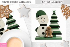 Cute Snowman and Gingerbread|Christmas Square Coaster PNG Product Image 1