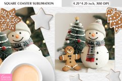 Cute Snowman and Gingerbread|Christmas Square Coaster PNG Product Image 1