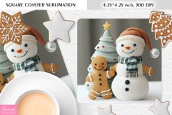 Cute Snowman and Gingerbread|Christmas Square Coaster PNG Product Image 1