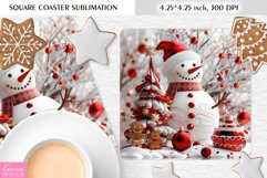 Cute Snowman and Gingerbread|Christmas Square Coaster PNG Product Image 1