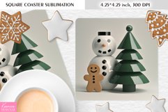 Cute Snowman and Gingerbread|Christmas Square Coaster PNG Product Image 1