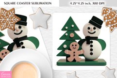 Cute Snowman and Gingerbread|Christmas Square Coaster PNG Product Image 1