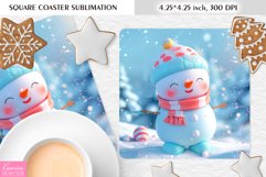 Cute Happy Snowman|Christmas Square Coaster Sublimation Product Image 1