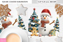 Cute Snowman and Gingerbread|Christmas Square Coaster PNG Product Image 1