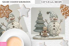 Cute Snowman and Gingerbread|Christmas Square Coaster PNG Product Image 1