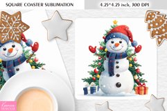 Cute Happy Snowman|Christmas Square Coaster Sublimation Product Image 1