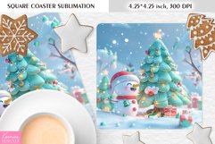 Cute Happy Snowman|Christmas Square Coaster Sublimation Product Image 1