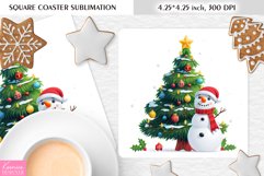 Cute Happy Snowman|Christmas Square Coaster Sublimation Product Image 1