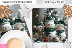 Cute Happy Snowman|Christmas Square Coaster Sublimation Product Image 1