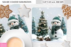 Cute Happy Snowman|Christmas Square Coaster Sublimation Product Image 1
