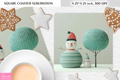 Cute Happy Snowman|Christmas Square Coaster Sublimation Product Image 1