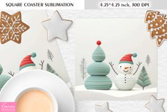 Cute Happy Snowman|Christmas Square Coaster Sublimation Product Image 1