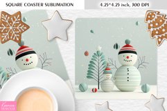 Cute Happy Snowman|Christmas Square Coaster Sublimation Product Image 1