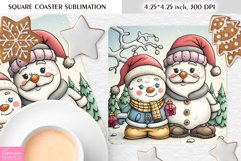 Cute Happy Snowman|Christmas Square Coaster Sublimation Product Image 1