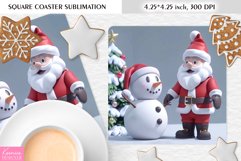 Cute Snowman and Santa|Christmas Square Coaster Sublimation Product Image 1
