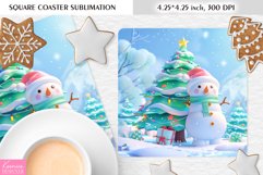 Cute Happy Snowman|Christmas Square Coaster Sublimation Product Image 1