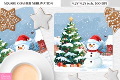Cute Snowman |Winter|Christmas Square Coaster Sublimation Product Image 1