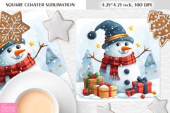 Cute Snowman |Winter|Christmas Square Coaster Sublimation Product Image 1