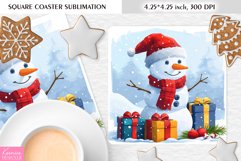 Cute Snowman |Winter|Christmas Square Coaster Sublimation Product Image 1