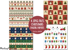 Christmas Vintage Scrapbook Background Printable Papers JPG Product Image 1