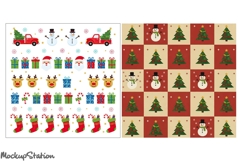 Christmas Vintage Scrapbook Background Printable Papers JPG Product Image 2