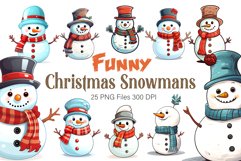 Cartoon Christmas Snowmans. PNG Bundle. Product Image 1