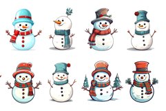 Cartoon Christmas Snowmans. PNG Bundle. Product Image 2