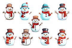 Cartoon Christmas Snowmans. PNG Bundle. Product Image 4