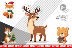 Christmas Woodland Pals Clipart Product Image 1