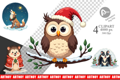 Christmas Woodland Pals Clipart Product Image 1