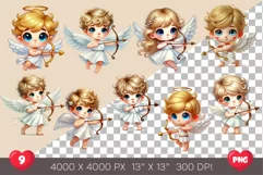 Cartoon Cupid with a bow and arrow. Clipart, PNG. Product Image 2