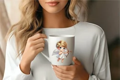 Cartoon Cupid with a bow and arrow. Clipart, PNG. Product Image 4