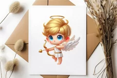 Cartoon Cupid with a bow and arrow. Clipart, PNG. Product Image 6