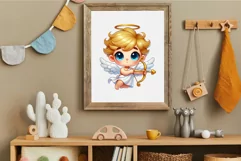 Cartoon Cupid with a bow and arrow. Clipart, PNG. Product Image 7