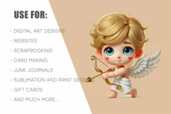Cartoon Cupid with a bow and arrow. Clipart, PNG. Product Image 8