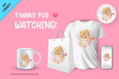 Cartoon Cupid with Bow. Clipart Product Image 3