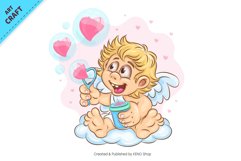 Cartoon Cupid with Bubbles. Clipart Product Image 2