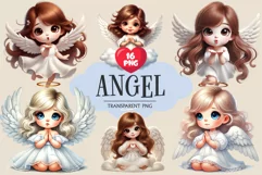 Cartoon cute angel. Clipart, PNG. Product Image 1