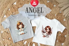 Cartoon cute angel. Clipart, PNG. Product Image 2