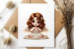 Cartoon cute angel. Clipart, PNG. Product Image 6