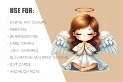 Cartoon cute angel. Clipart, PNG. Product Image 8