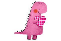 Cartoon Dinosaur. Dino Valentine Love Day Cute Dinosaurs, Product Image 2