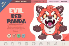 Cartoon Evil Red Panda. T-Shirt, PNG, SVG. Product Image 1