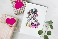 Cartoon Hip-Hop Girl & Lettering Quote| Watercolor png print Product Image 3